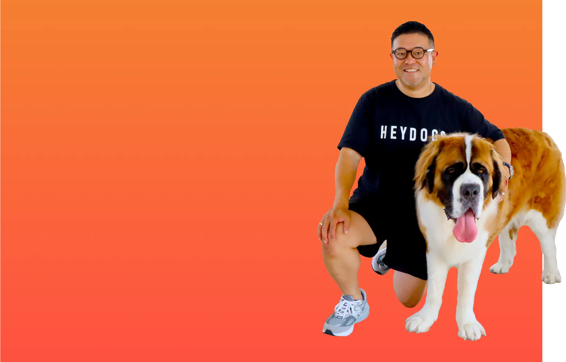 犬とたわむれる様子